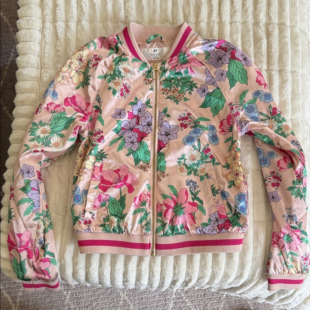 H&M Multicolor Kids Floral Bomber Jacket